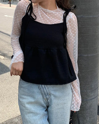 Ribbon Shirring Camisole Blouse