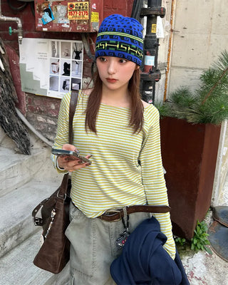 Striped long-sleeved T-shirt