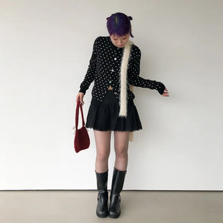 Ribbon bicolor mesh tote bag