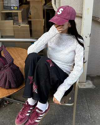 Check Star Patch Point Denim Pants