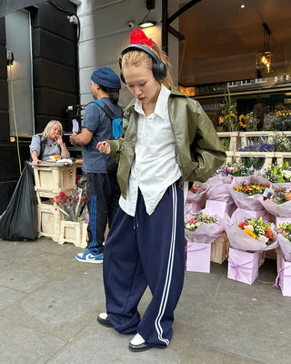 Center pleat jogger track pants