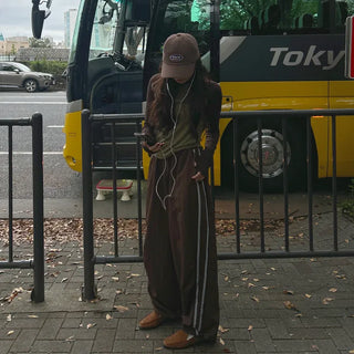 2-line elastic waist wide pants