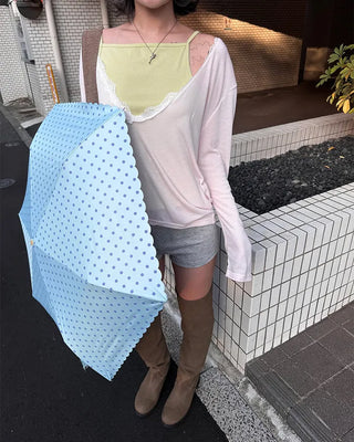 Dot Scallop Hem All-Weather Umbrella