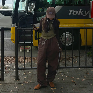2-line elastic waist wide pants