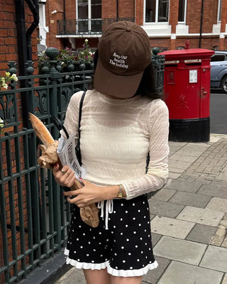 Patterned sheer layered long-sleeved T-shirt
