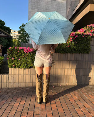 Dot Scallop Hem All-Weather Umbrella