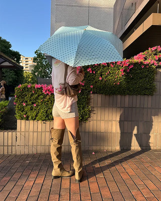 Dot Scallop Hem All-Weather Umbrella