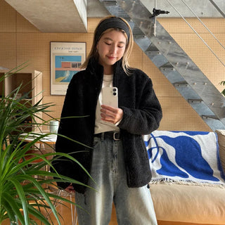 Unisex 2-way boa zip-up jacket
