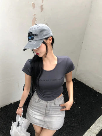 Washed Vintage Lettering Stitch Cap (4 colors)