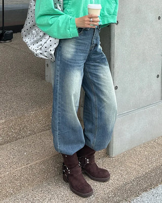 (Unisex) Waist Wrap Wide Jeans