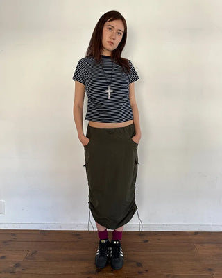 Basic striped half-sleeve T-shirt