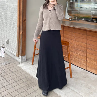 Pointed button rib knit cardigan