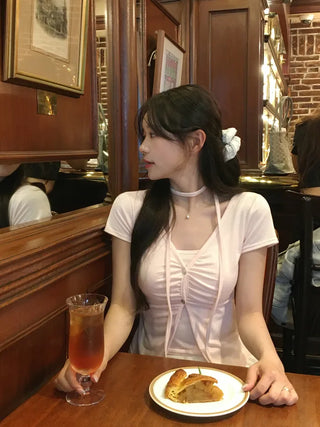 Shirred Sleeveless Cardigan Set