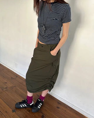 Basic striped half-sleeve T-shirt