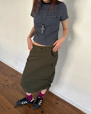 Basic striped half-sleeve T-shirt