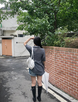 [UNISEX] Checkered Oversized Short-Sleeve Shirt (3 colors)