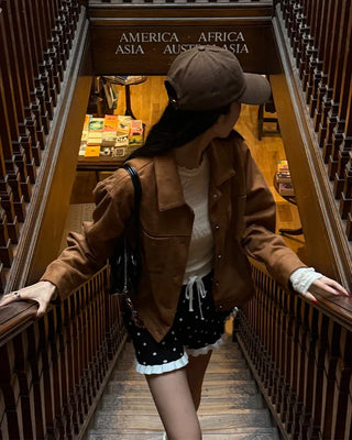Suede color pocket point jacket