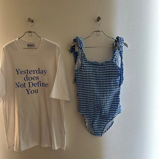 Checked ribbon swimwear