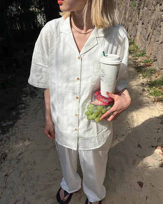 Tab pocket triple stripe half shirt