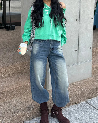 (Unisex) Waist Wrap Wide Jeans