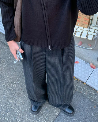 Striped belt slacks