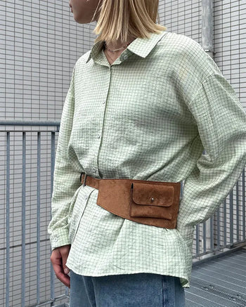 Double pocket belt waist pouch