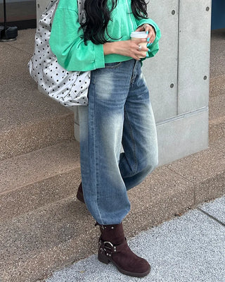 (Unisex) Waist Wrap Wide Jeans
