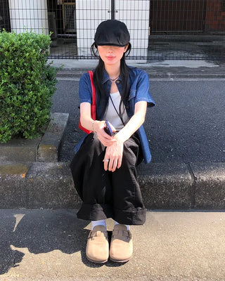 Denim short-sleeved shirt
