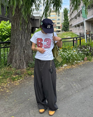 Checked numbering T-shirt