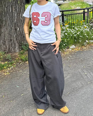 Striped wide slacks