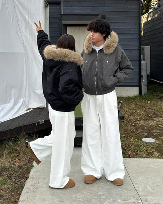 Casual wide-leg pants with elastic waistband