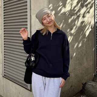 Unisex Basic Half-Zip Knit
