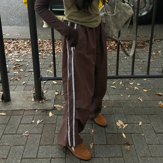 2-line elastic waist wide pants