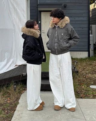Casual wide-leg pants with elastic waistband