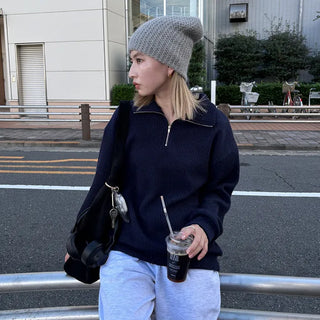 Unisex Basic Half-Zip Knit