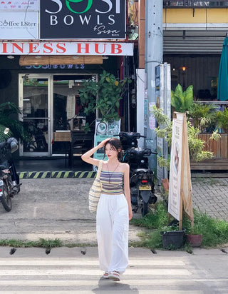 [With built-in cups] Beach knit tank top