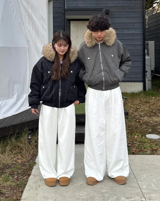 (Unisex) Hooded Fur Down Jacket