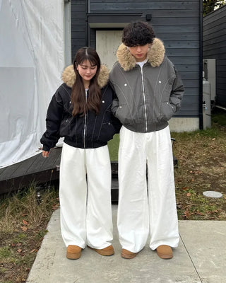 Casual wide-leg pants with elastic waistband