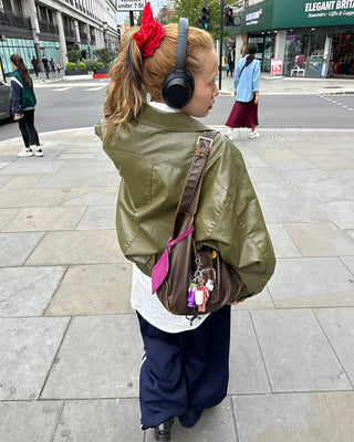 Zip-fly leather blouson jacket