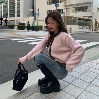 Two-tone round cardigan