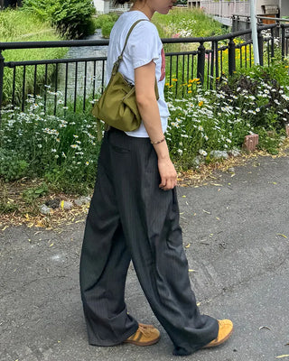 Striped wide slacks