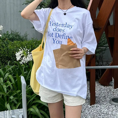 (Unisex) Yesterday Lettering Oversized T-shirt
