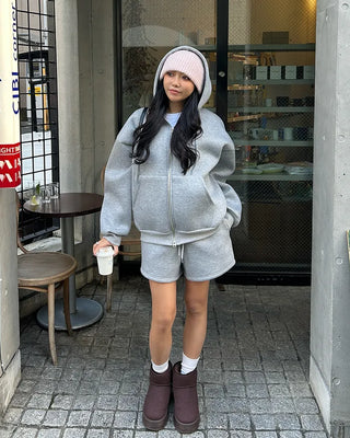 Oversized double-zip hoodie