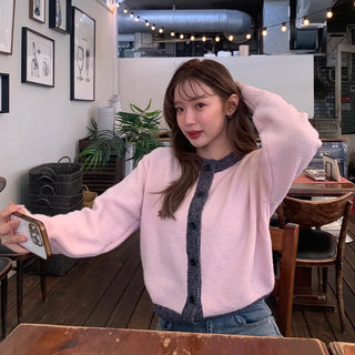 Two-tone round cardigan