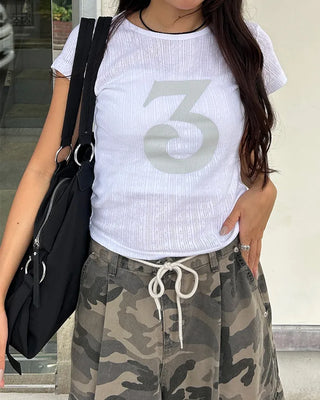 3 French Sleeve Cropped T-Shirt
