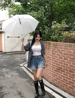[UNISEX] Checkered Oversized Short-Sleeve Shirt (3 colors)