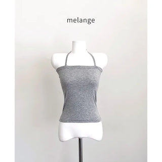 Y2K Summer Ribbon Halter Neck Cropped Layered Sleeveless