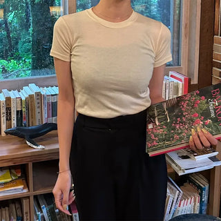 Slim Long Round Short-Sleeve T-Shirt
