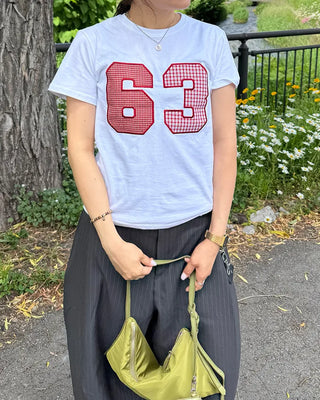 Checked numbering T-shirt