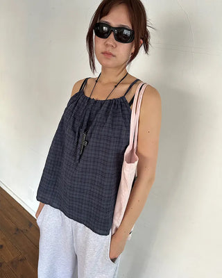 Checked Shirred Camisole
